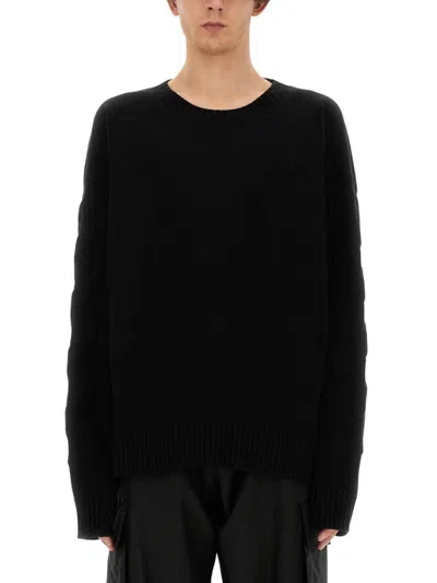 OFF-WHITE BLACK OVERSIZED SWEATER WITH RIBBED NECKLINE