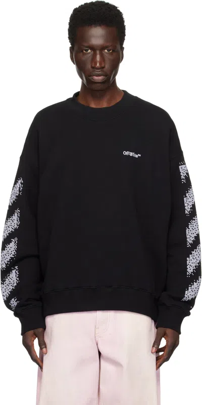 Off-white Black Pixel Diag Skate Sweatshirt In Black - White