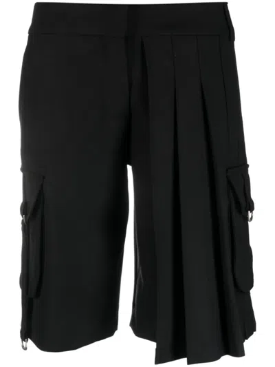 OFF-WHITE BLACK PLEATED CARGO SHORTS