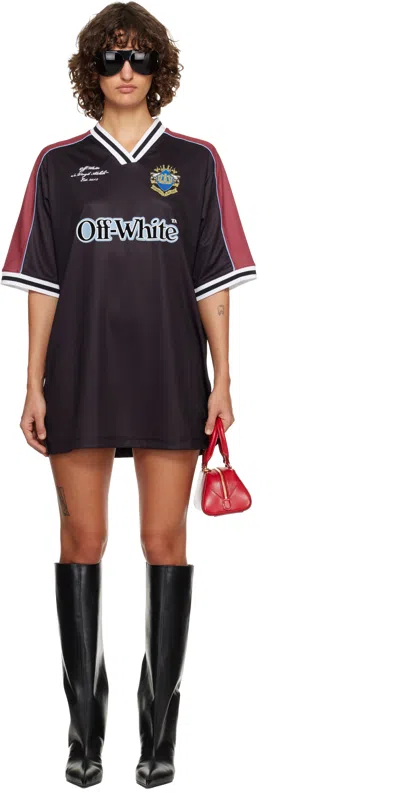Off-white Black Poly Mesh Soccer Minidress In Multi