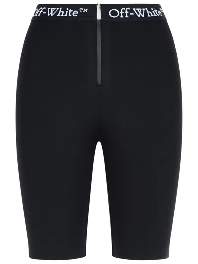 Off-white Logo-waistband Zip Shorts In Black