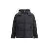 Off-white Hooded Diagonal Arrow Down Jacket In Black