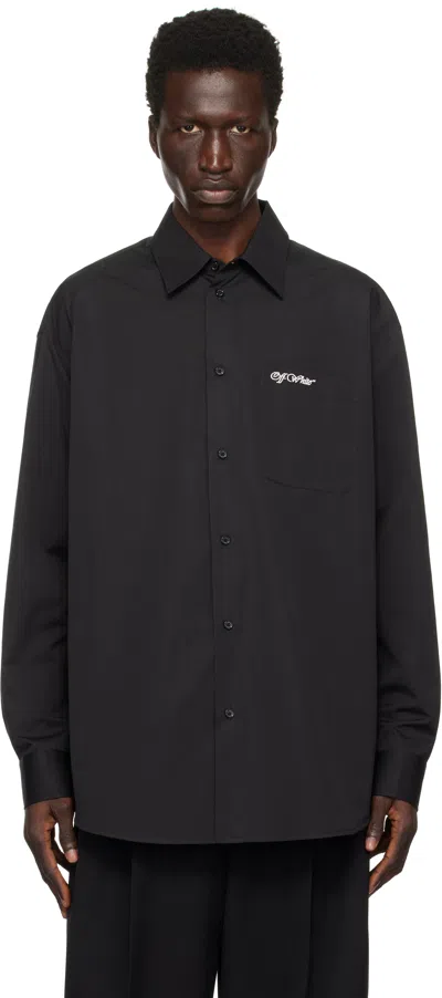 Off-white Black Popeline Oversized Shirt In Black - Whit
