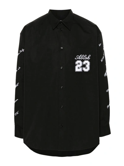 Off-white Black Poplin Embroidered Shirt