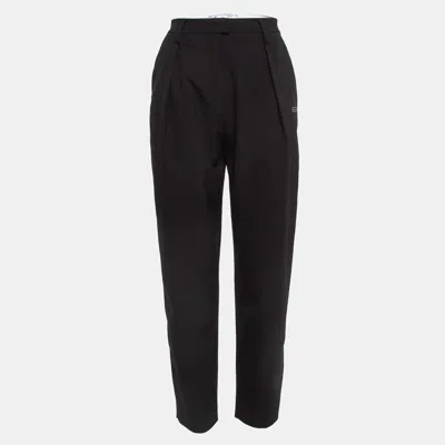 Pre-owned Off-white Black Printed Twill Tapered Formal Trousers S