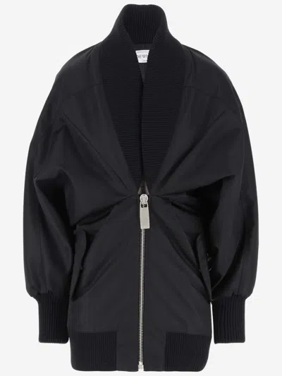 OFF-WHITE BLACK PUFF-SLEEVE ZIPPED MINIDRESS
