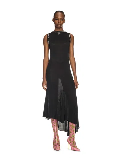 Off-white Black Ribbed Embellished Maxi Dress