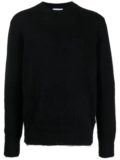 OFF-WHITE BLACK RIBBED KNIT SWEATER