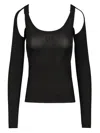 Off-white Black Ribbed Top Tops Black In Black