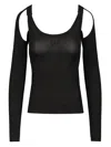 Off-white Black Ribbed Top Tops Black In Black