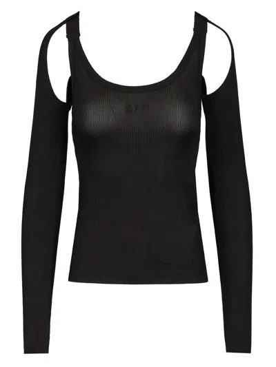 Off-white Black Ribbed Top Tops Black