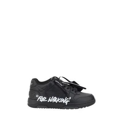 Off-white Out Of Office Black Low Top Sneakers With Arrow Patch In Leather Man In Multi