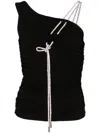 Off-white Ruched One-shoulder Top In Black