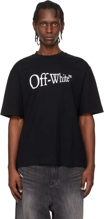 Off-white Black Oversized T-shirt With Contrasting Logo Lettering Print In Cotton Man