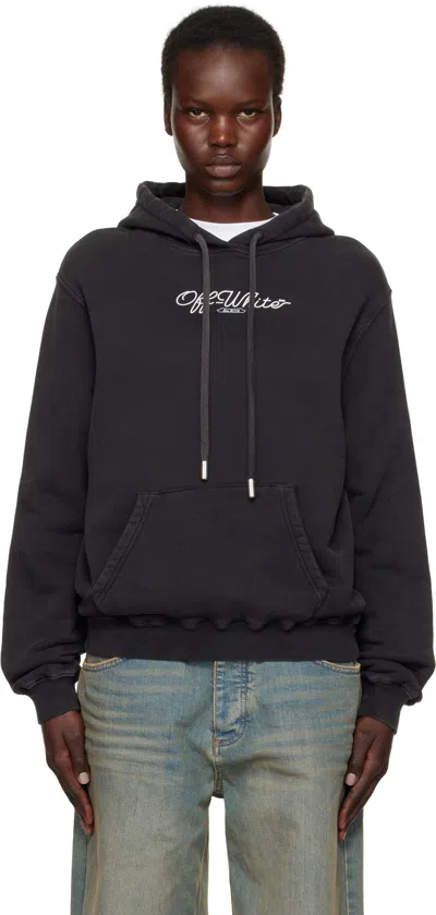 Off-white Black Scissor Arrow Hoodie In Washed Black