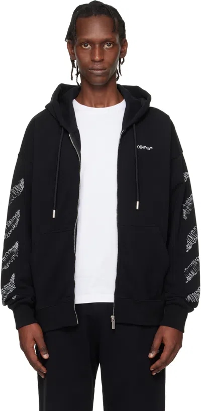Off-white Black Scribble Diagonal Skate Zip Hoodie