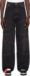 Off-white Black Script Samurai Straight Jeans In Vintage Bl