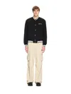 Off-white College Satin Souvenir Bomber Jacket In Black