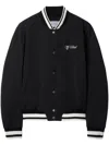 Off-white College Satin Souvenir Bomber Jacket In Black