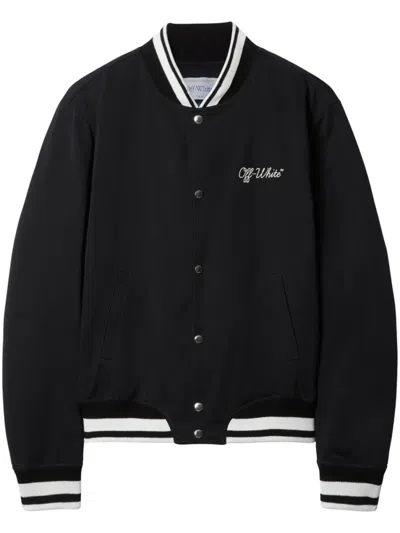OFF-WHITE BLACK SCRIPT VARSITY JACKET