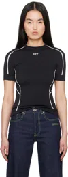 Off-white Black Seamless Short Sleeve Sport Top In Black White