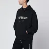 Off-white Cloudy Arrow Black Cotton Skate Hoodie In Black