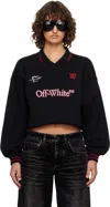Off-white Black Sporty Crop Polo Logo Sweatshirt In Black