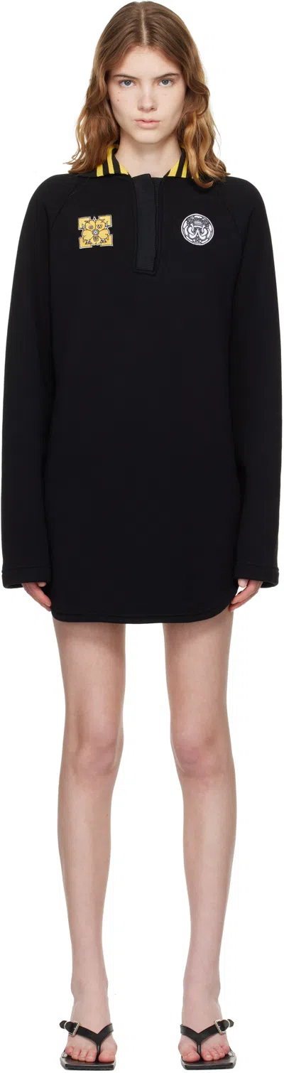 Off-white Black Sporty Polo Sweat Minidress In Multi
