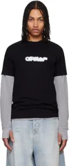 Off-white 'spray Arrow' Black Crewneck T-shirt With Logo Lettering On The Front And Maxi Logo Print On The Rea In Black - White