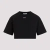 OFF-WHITE BLACK STAMP CROPPED COTTON T-SHIRT