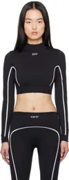 Off-white Logo-embroidered Performance Crop Top In Black White