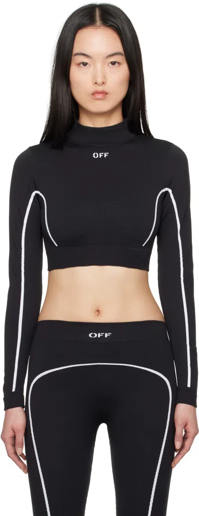 Off-white Logo-embroidered Performance Crop Top In Black