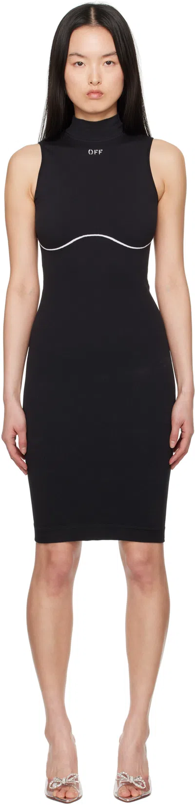 Off-white Black Stamp Seamless Minidress In Black White