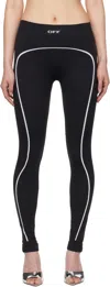Off-white Logo-embroidered Seamless Performance Leggings In Black White