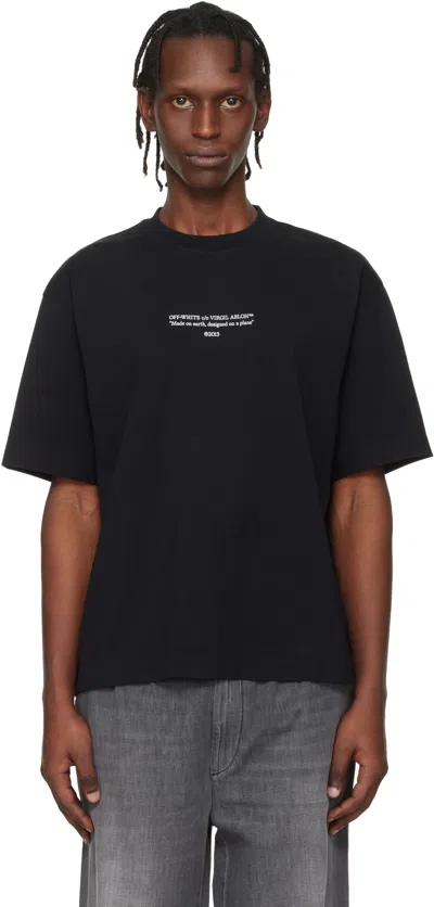 Off-white Black Crewneck T-shirt With Logo Lettering On The Front In Cotton Man