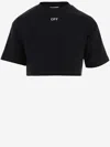 Off-white Off White Cropped T Shirt With Off Embroidery In Black