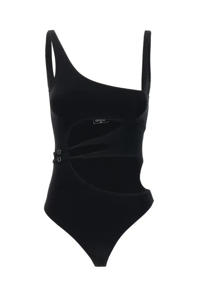 Off-white Black Stretch Nylon Meteor Swimsuit In 1000