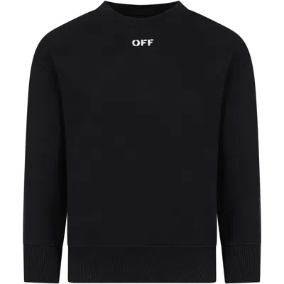 Off-white Kids' Black Sweatshirt For Boy With Logo In Black White