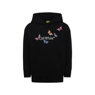 Off-white Kids' Black Sweatshirt For Girl With Logo
