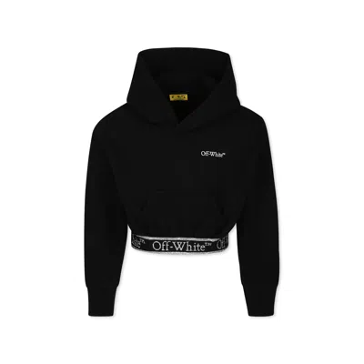 Off-white Kids' Black Sweatshirt For Girl With Logo In Black - White