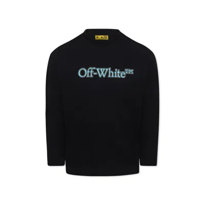 Off-white Kids' Black T-shirt For Boy With Logo