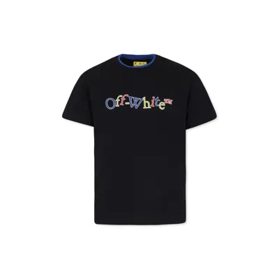 Off-white Kids' Black T-shirt For Boy With Logo