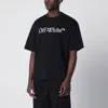 Off-white Black Oversized T-shirt With Contrasting Logo Lettering Print In Cotton Man In Black