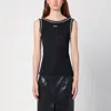 Off-white Pearl Embellished Ribbed Tank Top In Black