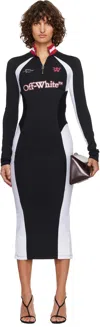 Off-white Black Tech Jersey Midi Dress In Multi