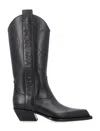 Off-white For Walking Leather Western Boots With Embroideries In Black