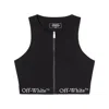 Off-white Fitted Black Top With Front Zip And Logo Underband In Black