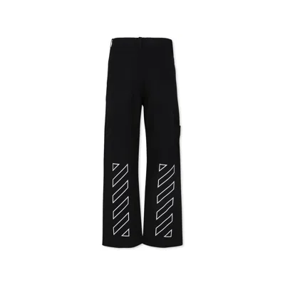 Off-white Kids' Black Trousers For Boy With Logo