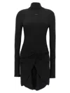 Off-white Twist-detail Long-sleeve Minidress In Black