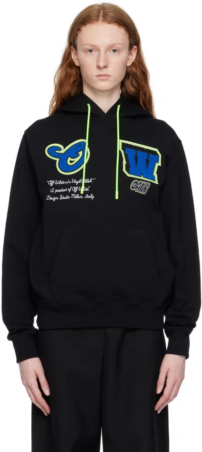 Off-white Black Varsity Hammer Hoodie In Black/blue